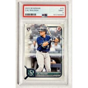 2022 Bowman #49 Cal Raleigh RC Rookie Seattle Mariners PSA 9